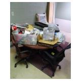 4ft Office Table with Chairs & Contents