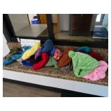 Lot of Handmade Knit Hats & Scarves