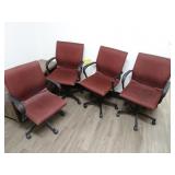 Lot of 4 Rolling Office Chairs - Red