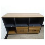 43" Black & Wood Grain Rolling Organizer Cubby w/