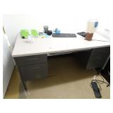 5ft Office Desk w/ Steel Drawers & Contents