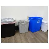 Lot of Trash & Recycling Bins
