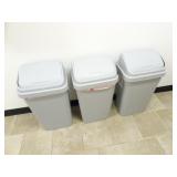 Lot of 3 Plastic Garbage Cans w/ Lids