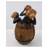 Vintage 4 Wise Monkeys in a Barrel