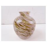 Swirled Glass Pink/White/Gold Small Vase