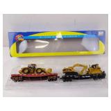 Lot of 2 Flat Cars with Equipment Cargo CP Rail &