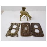 Vintage Metal Switch / Outlet Covers and Candle