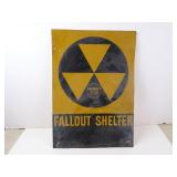 Vintage Fallout Shelter Metal Sign 20" x 14"