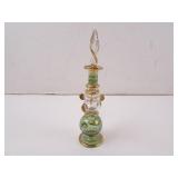 Vintage Handmade Glass Perfume Bottle with Gold