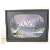 Framed Winter Landscape Painting By Rae 25" x 19"