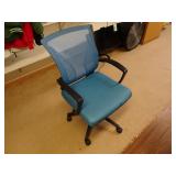 Blue Mesh Rolling Office Chair - Stained