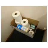 Box of Paper Goods / Cleaning Supplies
