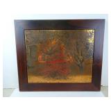 Vintage Copper Engraved Art in Frame 26' x 22'