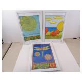 Lot of 3 J.Hilton Prints in Frames 13'x19'