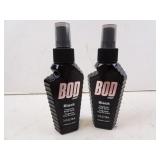 Lot of 2 Bod Black Mens Cologne Body Spray -
