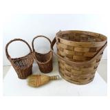 Lot of Wicker & Woven Baskets with Brush