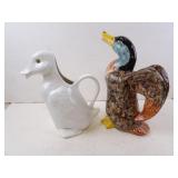 Lot of 2 Vintage Ceramic Duck Pitchers