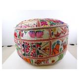 Surya Karma Multi-Color Embroidered Pouf Ottoman