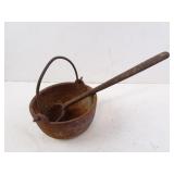Small Antique Cast Iron Pot with Matching Scoop