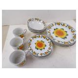 Set of Alco Sunflower Dishware & Mugs
