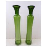 Pair of Vintage Tall Green Vases