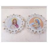 Pair of Vintage Japan Jesus & Mary Wall Hanger