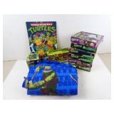 Large Lot of TMNT Related Items - Puzzles Metal