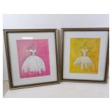 Lot of 2 Bernardini Ballerina/Dress Art Prints in