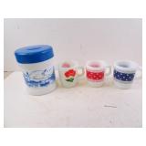 Lot of 4 Vintage Milk Glass Items - Fire King