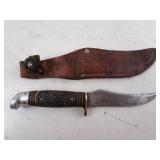 Vintage Western Brand Sheath Knife in Leather