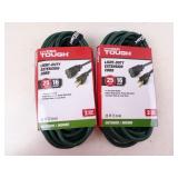 Lot of 2 New Hyper Tough 25ft Extension Cords