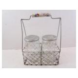 Vintage Wire Carrier with Jars