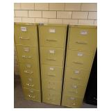 Lot of 3 Matching 5-Drawer Steel File Cabinets