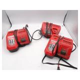 Lot of 3 Milwaukee Battery Chargers