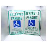 Lot of 2 Metal Handicap Parking Signs