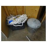 Tote full of Tow Ropes and Galvanized Garbage