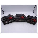 Lot of 3 Milwaukee M18 Batteries - Tested/Works