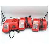 Lot of 3 Milwaukee M12/M18 Battery Chargers