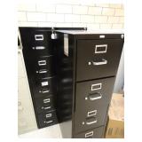 Lot of 3 Black 5-Drawer File Cabinets - One has