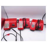 Lot of 3 Milwaukee M12/M18 Battery Chargers