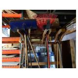 Lot of Misc Shovels Rakes Brooms & Related