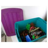 Lidded Tote with Vintage Toys