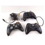 Lot of 4 Xbox 360 Controllers - 2 Corded & 2