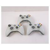 Lot of 3 Wireless Xbox 360 White Controllers -
