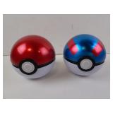 Lot of 2 Pokemon Tin Metal Pokeball Containers