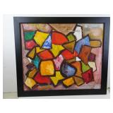 Abstract Mosaic Painting in Frame 28" x 23" -