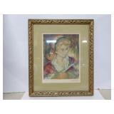 "Juene Fille" Litho Print in Frame by P.