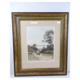 Antique Rural Life Hand Colored Engraving Art in