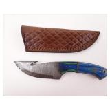 MHS Cutlery Damascus Skinning Knife in Sheath -