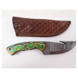 MHS Cutlery Damascus Skinning Knife in Sheath -